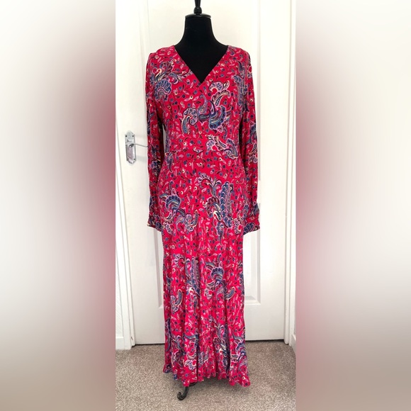 & Other Stories Pink Paisley Long Midi Dress Size 12 - Picture 2 of 11